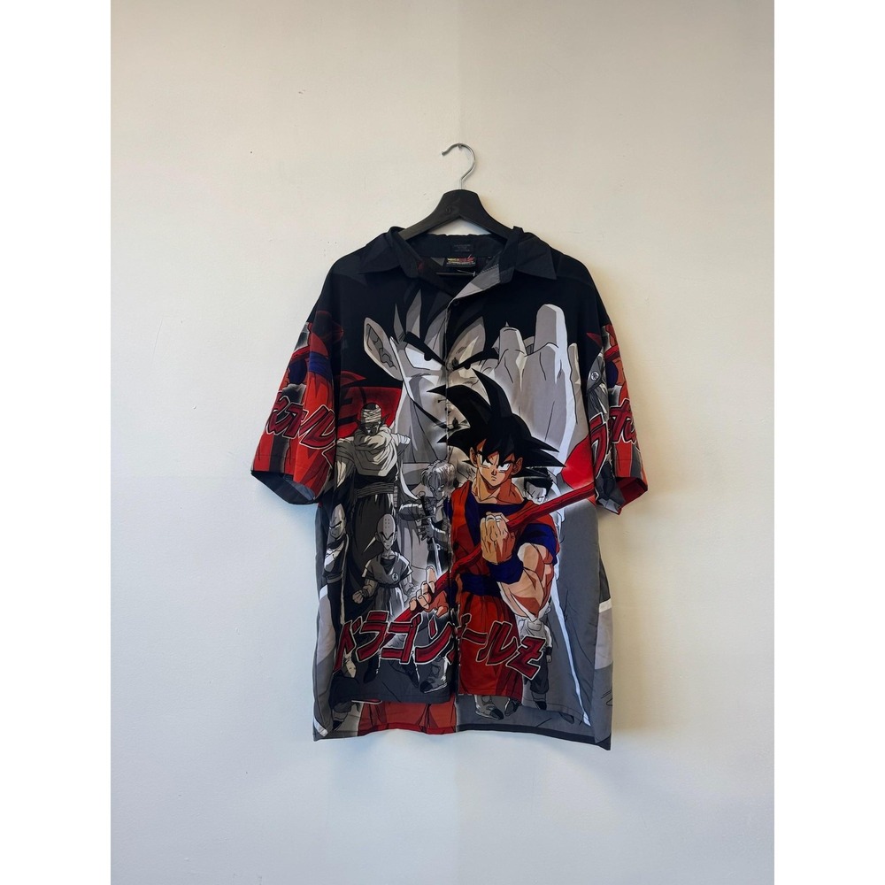 Vintage Dragon Ball Z Shirt Mens Large Black Red All Over Print Anime 2000s Goku